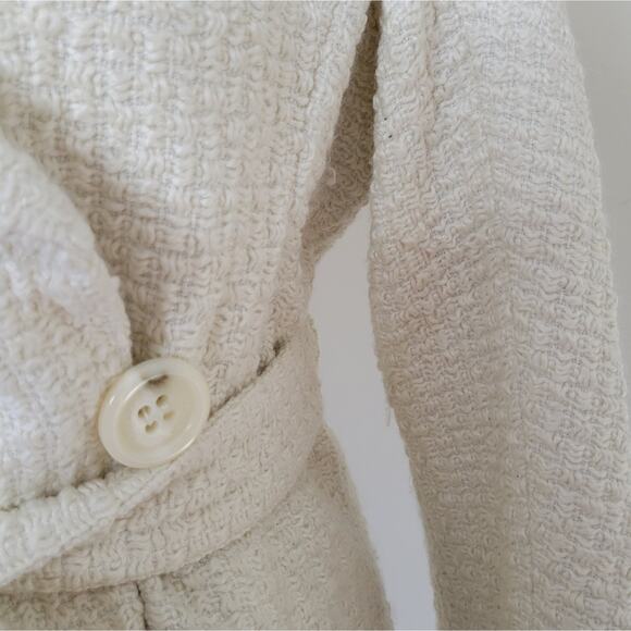 BCBGMAXAZRIA Ivory Tweed Belted Short Coat - Picture 4 of 9